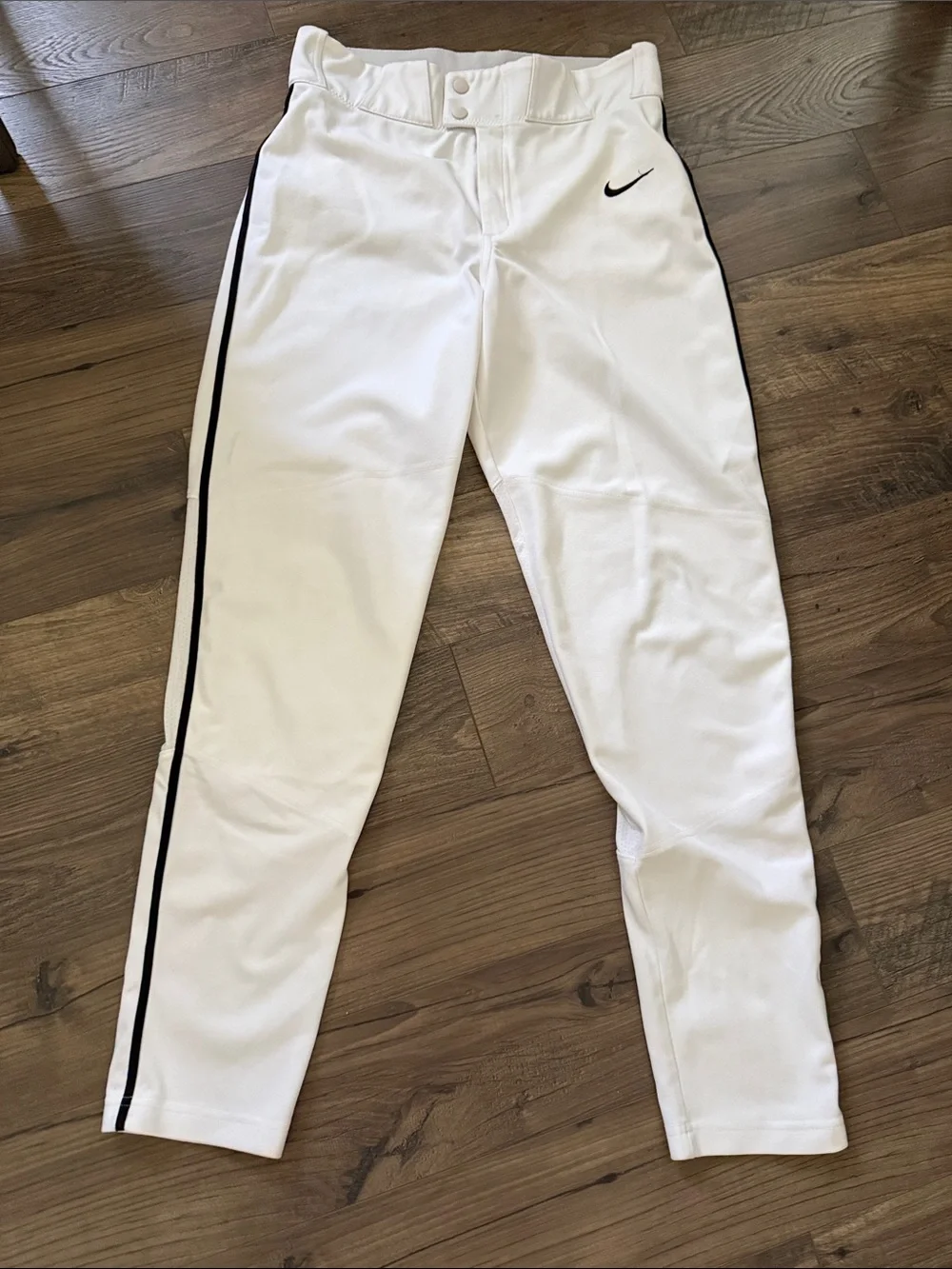Nike Kids White Baseball-Style Pants with Black Stripe